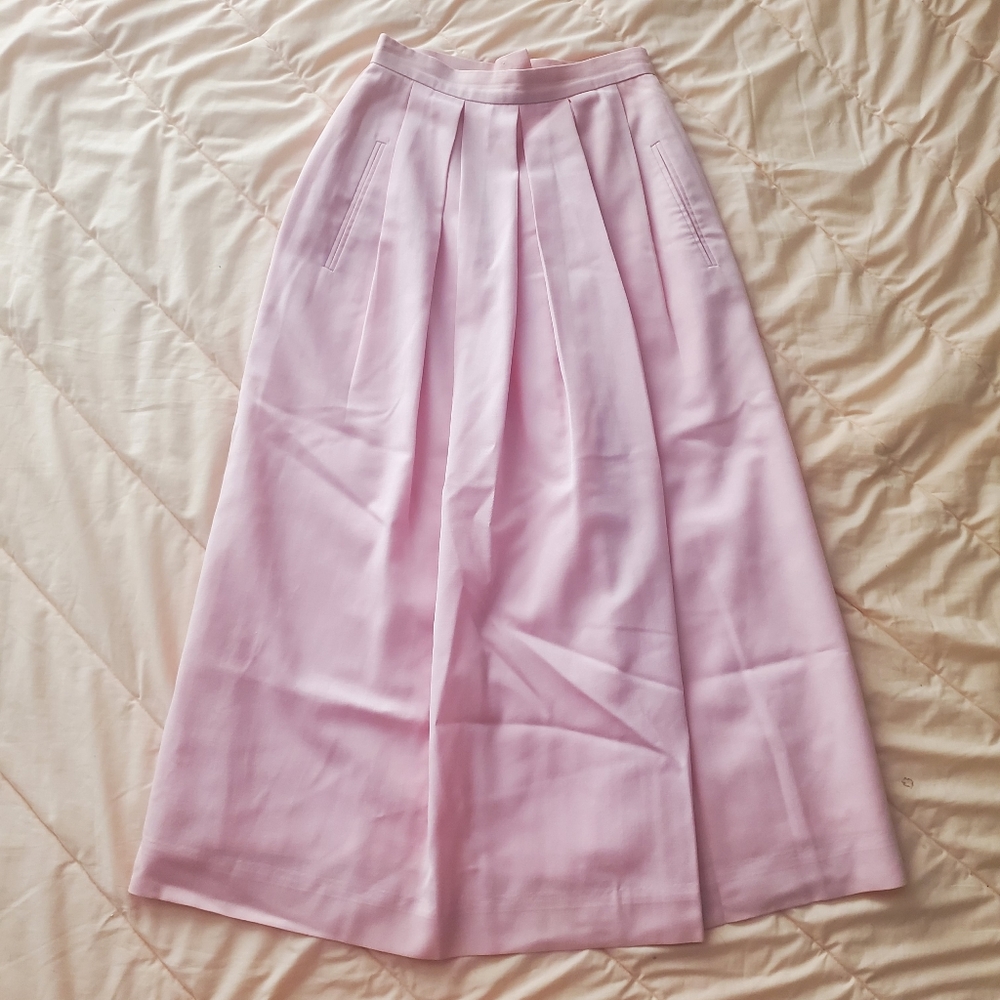David Brooks Ltd Full Pink Skirt Wool Pleated